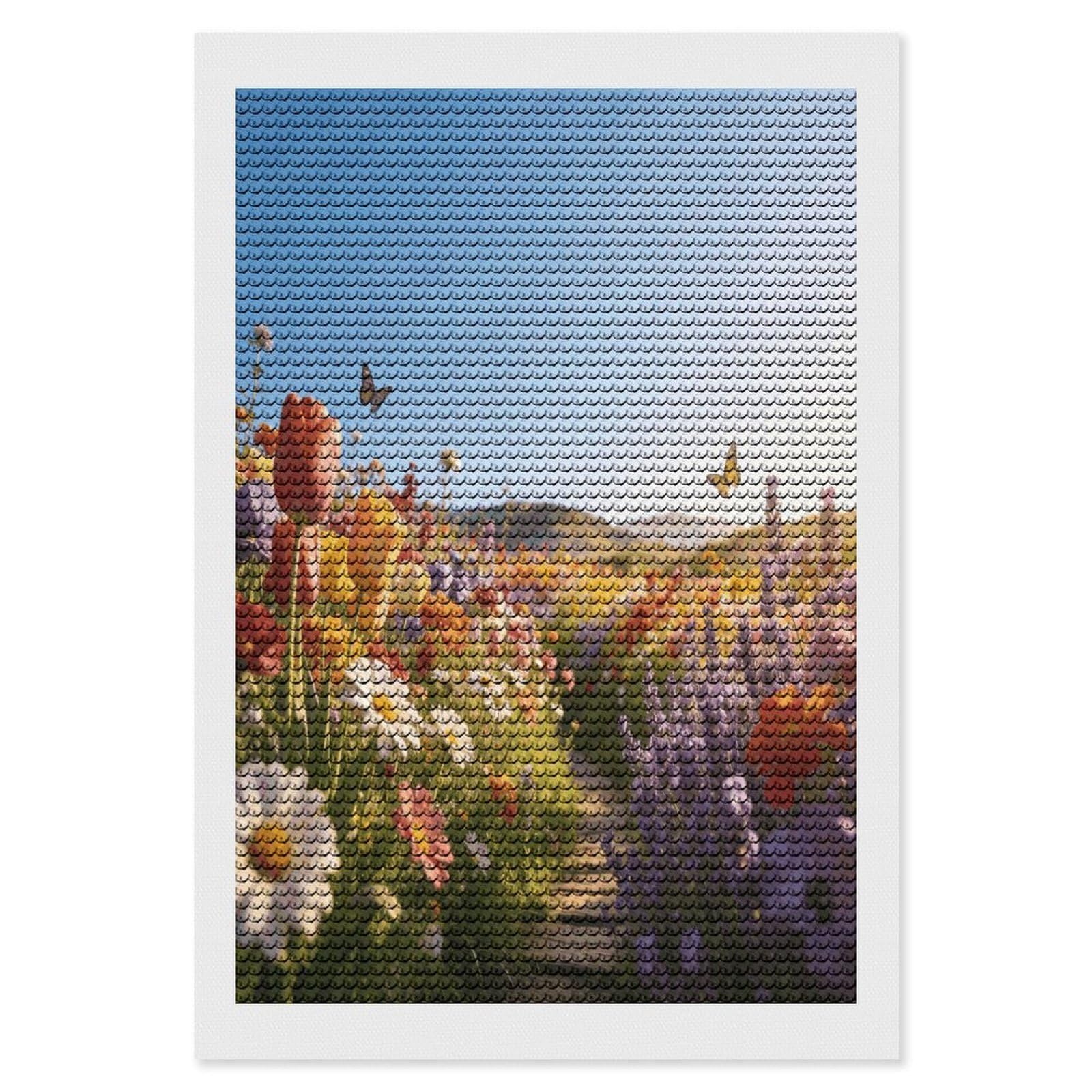 FekiLoot Heading to The Flower Field Paint by Numbers Kit for Adults Beginner DIY Diamond Dots Paintings Round Full Drill Diamond Art Kits Picture Diamond Art Painting Kits for Home Decor 8"x12"