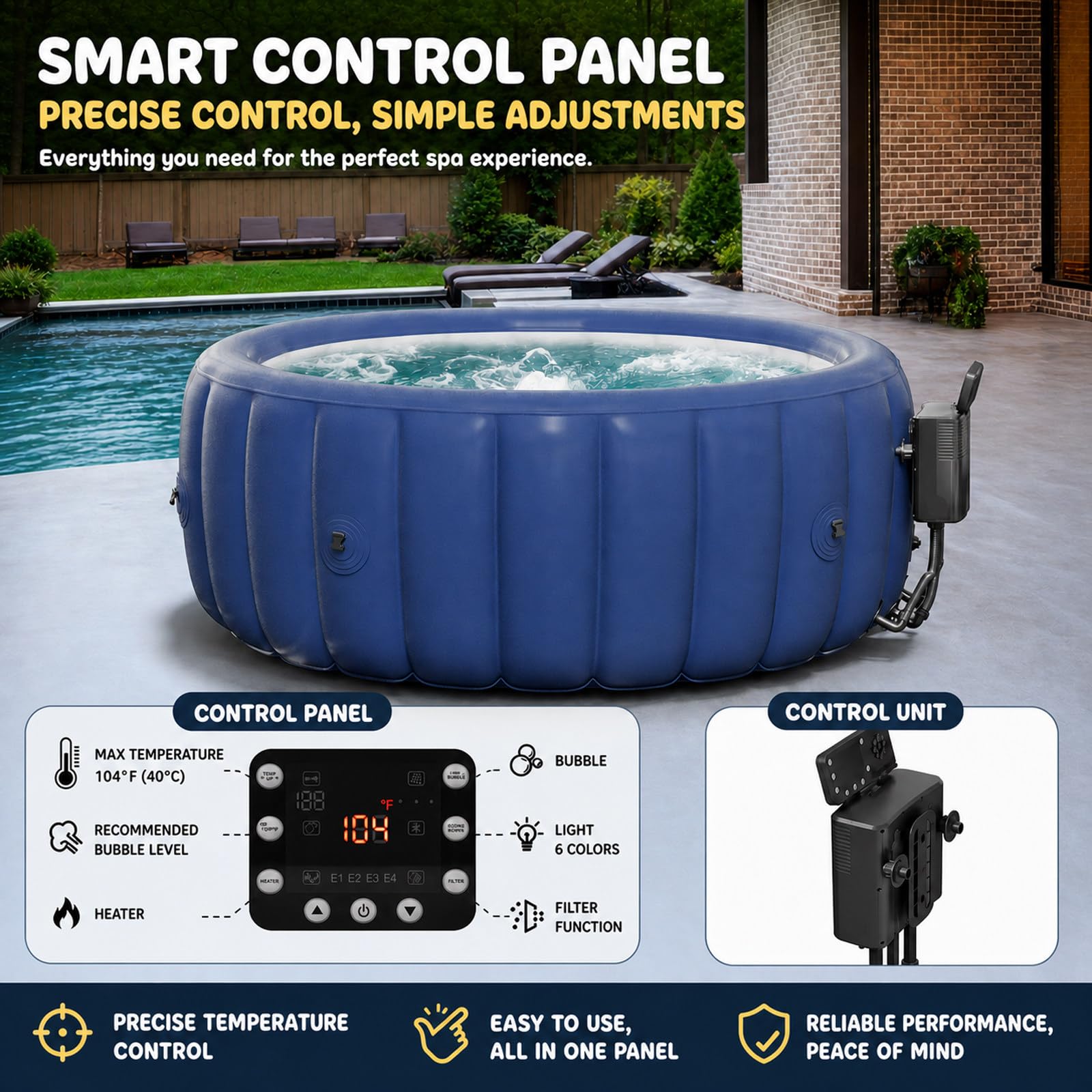 Hot Tub Gonfiabile per 2 Persone, in/Outdoor Spa, Piscina Invernale, Spa Gonfiabile Rotonda per Famiglie, Spa Relax da Esterno con di filtrazione e circolazione
