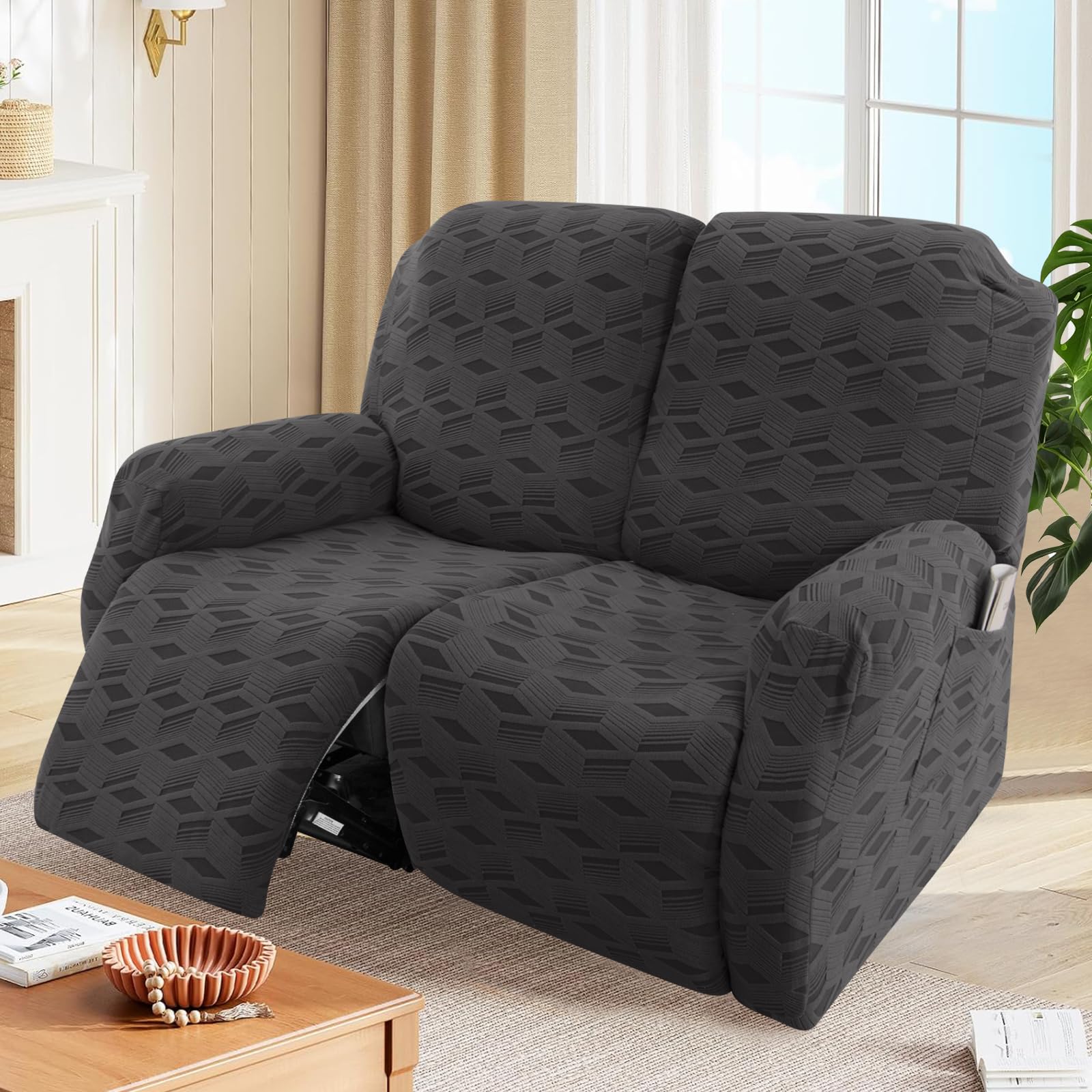 Fodera per sedia reclinabile in jacquard elasticizzato per poltrona reclinabile a 1, 2, 3 posti, protezione per mobili lavabile per Lazyboy, sedie elettriche e divani adatti agli animali domestici