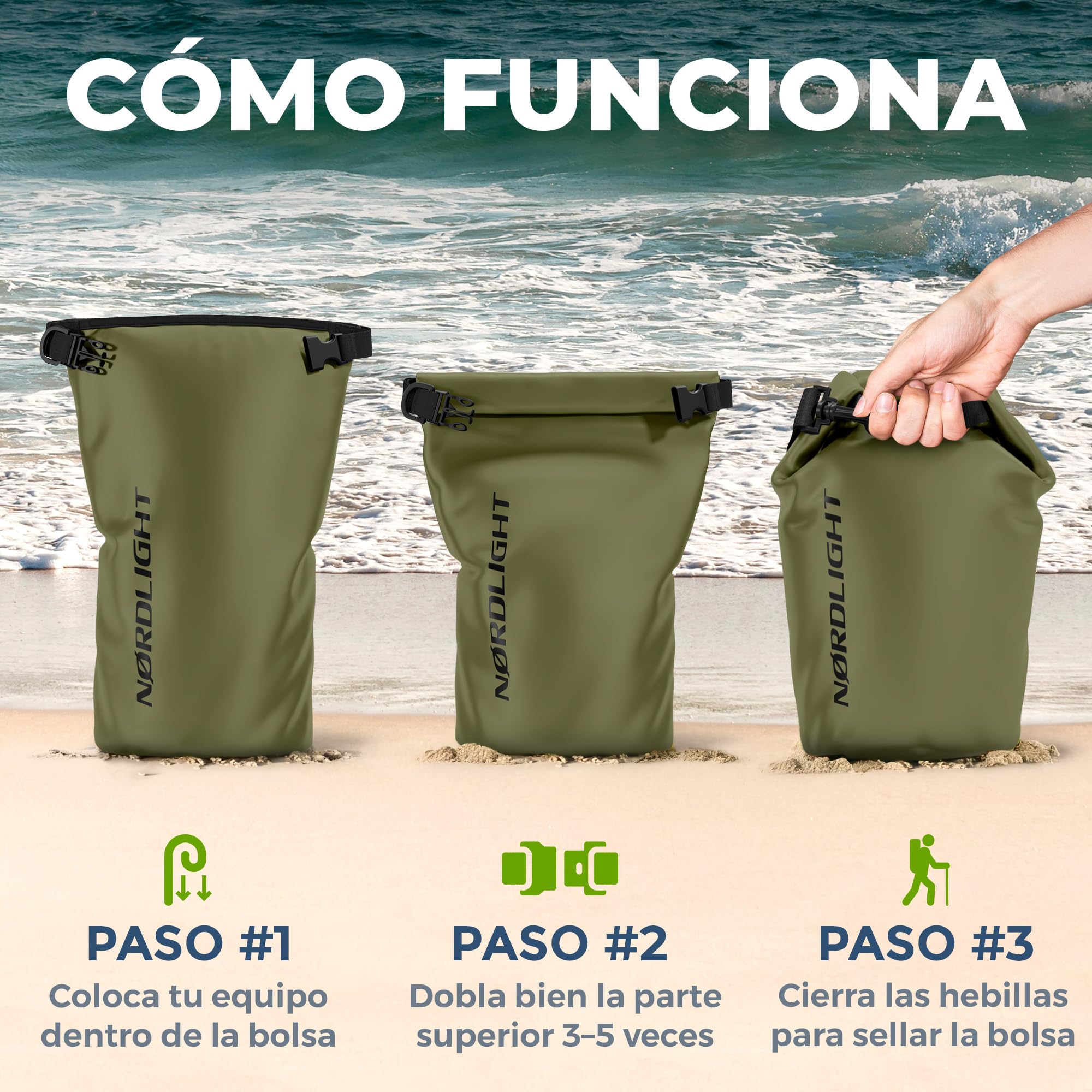 Nordlight Mochila Impermeable Roll Top 25L - Hybrid 25" | Bolsa Seca Con Compartimento Para Portátil De 15 Pulgadas, Bolsillos Exteriores E Interiores, Sistema De Transporte Acolchado — view 7