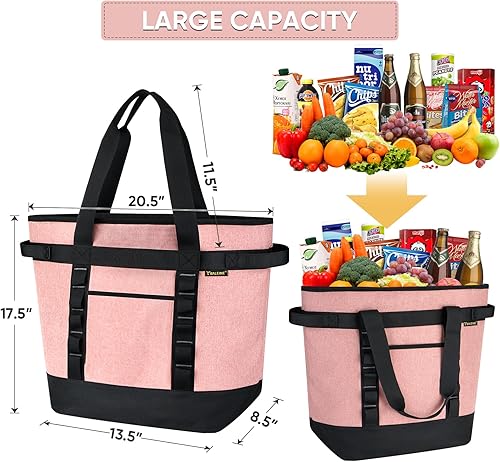 Miniatura 7 de BALEINE Bolsas grandes aisladas para 45 latas, bolsa de mano suave de PEVA, bolsas de comestibles aisladas con cremallera superior (10.5 galones,