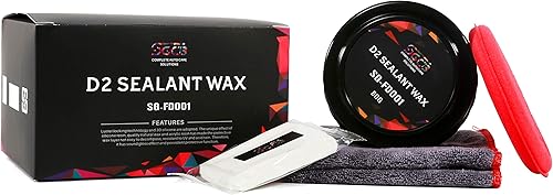 SGCB Pro Auto Care - Kit de 4 cera selladora sintética D2, pasta de cera limpiadora de carnauba brasileña, cera dura natural enriquecida con resina,