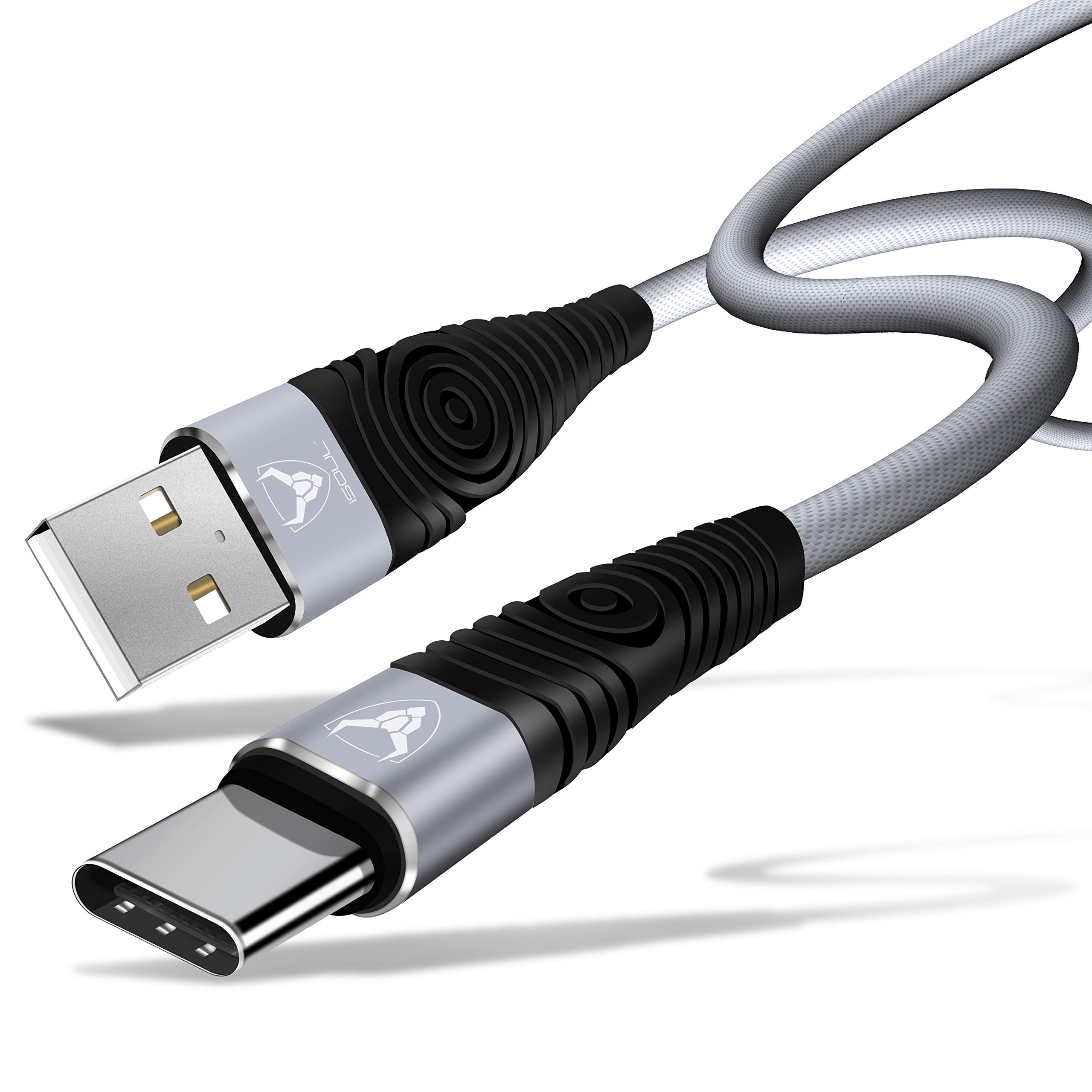 iSOUL USB C Cable [15cm] Data Sync High Speed Charging Nylon Braided Type C Fast Charger Lead Cord for Samsung Galaxy Huawei MacBook Xperia OnePlus Google Pixel Oculus Quest iPad 10.2" 2020 (8th Gen)