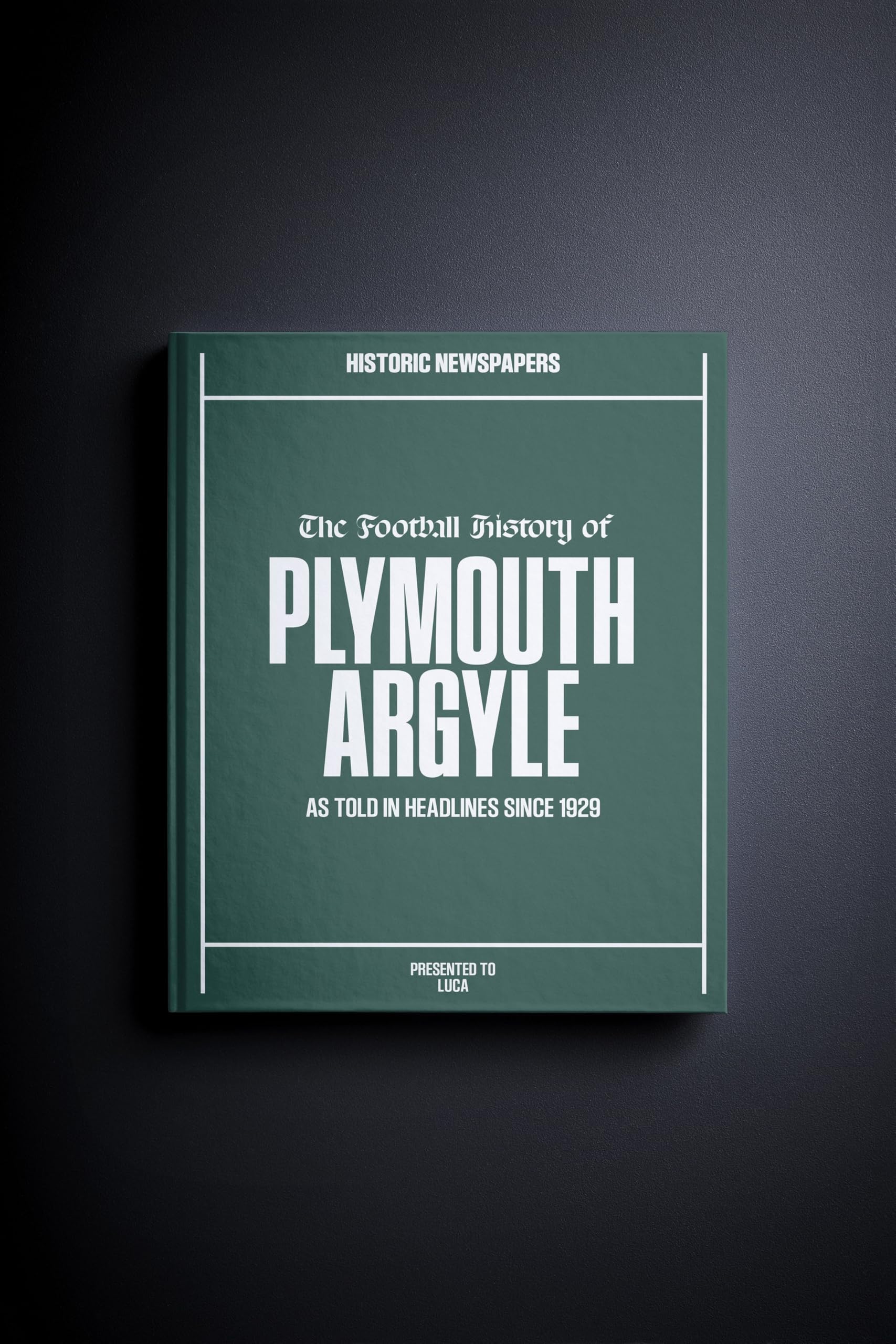 Historic Newspapers Plymouth Argyle | Personalised Football Gift | Name Printed on Cover | Football History Book Through Newspapers | Football Gifts for Boys | Birthday Present for Him | Gift for Men โ image 1