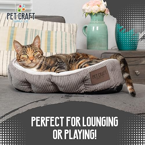 Miniatura 4 de Pet Craft Supply - Cama para gatos de interior cama para gatitos lavable a máquina ultra suave autocalentable bolsa recargable de hierba gatera