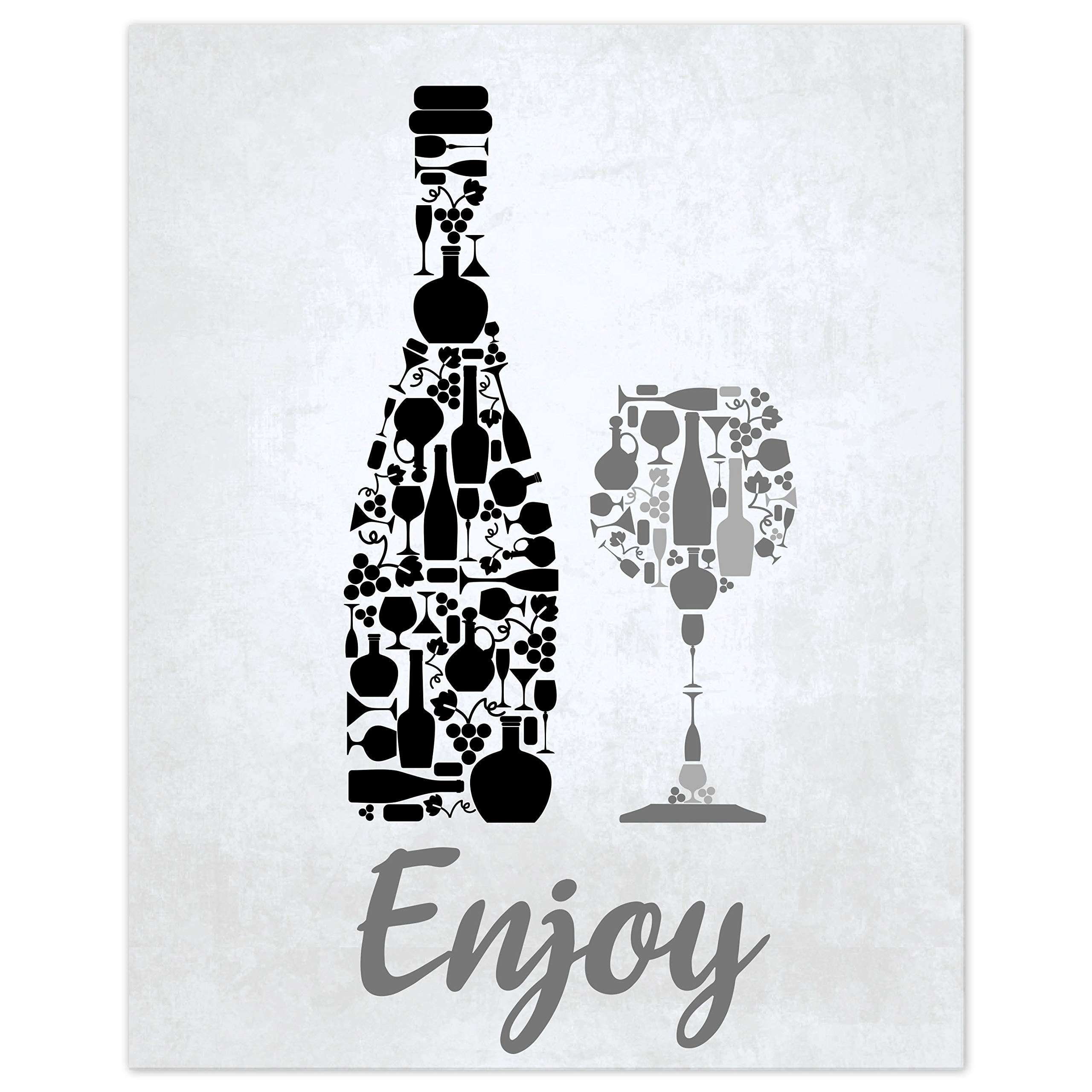 Czarno-szara biała mozaika vintage inspirująca kuchnia restauracja kawiarnia bar dekoracje ścienne 'Eat Drink Love' wino kawa serca wydruki plakaty zestawy znaków do rustykalnego domu wiejskiego domu