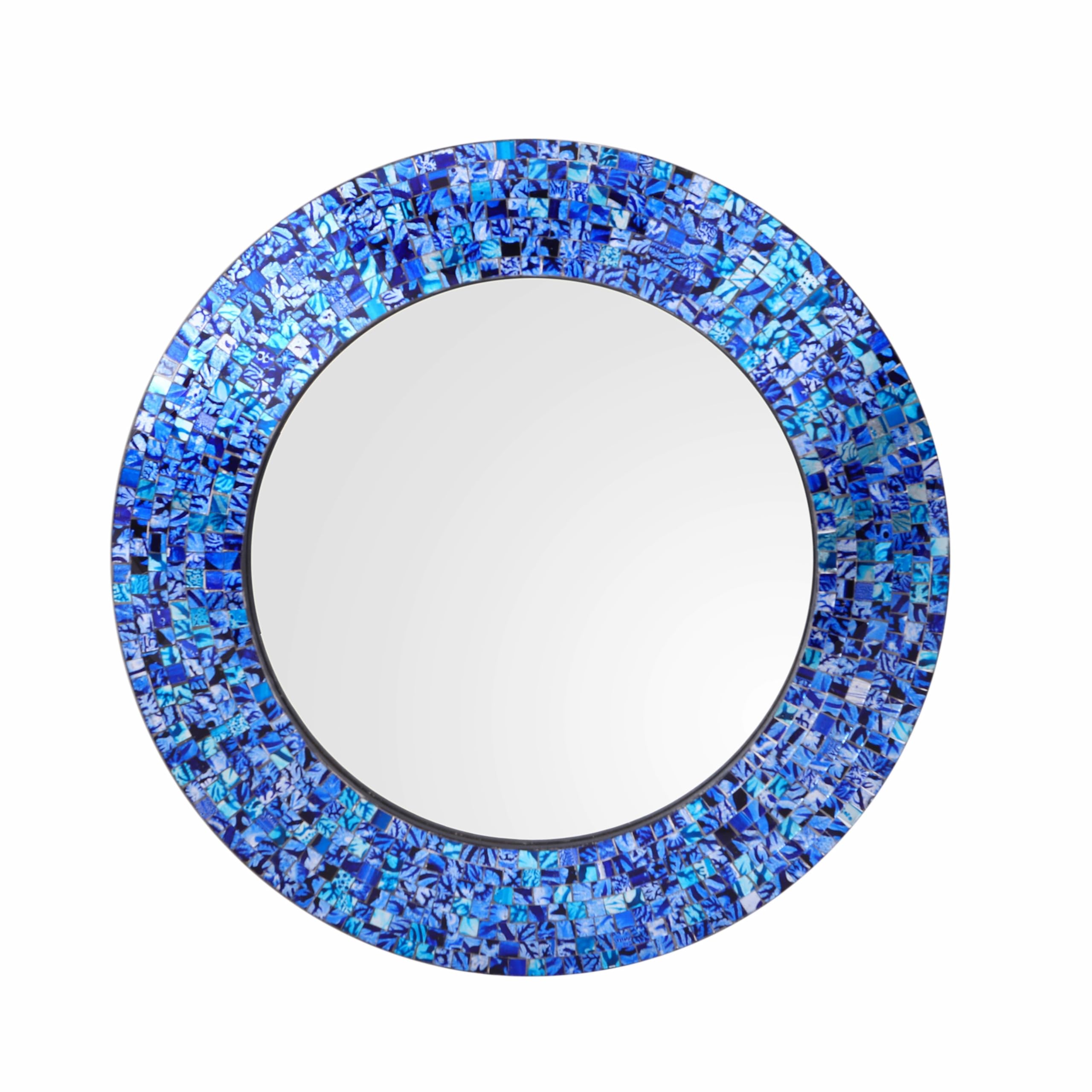 Harrow Decor Green Shades Mosaic Mirror In Blue Colour, Wm-097S'', Size 18''
