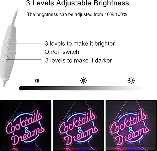 Miniatura 2 de Letrero de neón para decoración de pared con interruptor regulable, letreros de neón LED para dormitorio, barra de cerveza, bar, luz de neón, hotel,