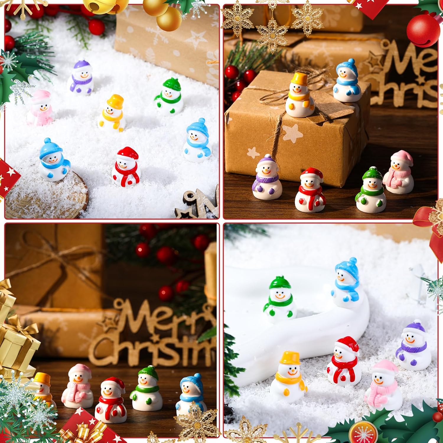 72 Pcs Mini Resin Snowman Mini Snowman Figurines Miniature Figurines Suitable for DIY Cake Decoration Ornaments Crafts Moss Landscape - Image 7