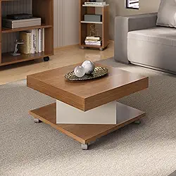 Mesa de Centro com rodizios SAARA cor Cinamomo/Off White - Artely