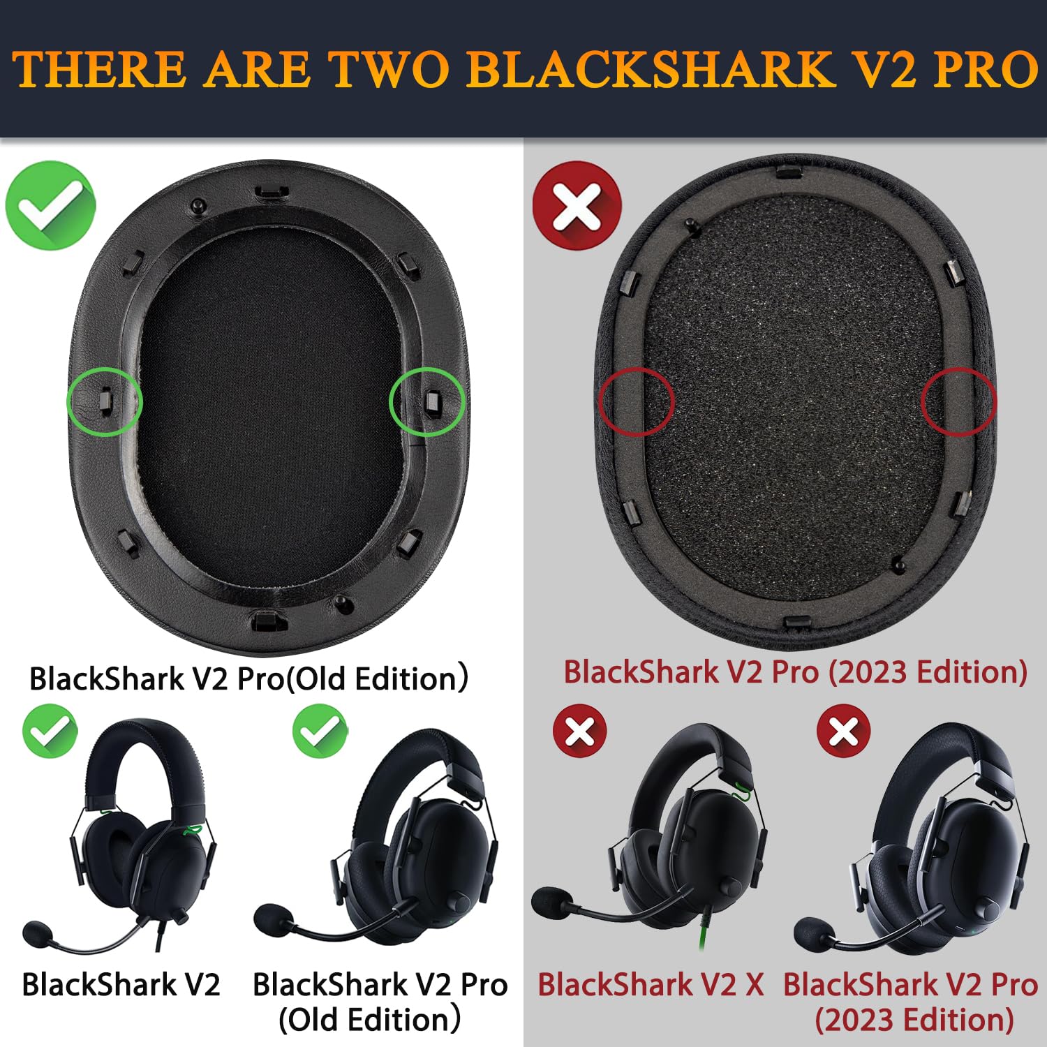SOULWIT Cooling Gel Earpads Replacement for Razer BlackShark V2/BlackShark V2 Pro (Does Not Fit 2023 Model) Gaming Headset, Ear Pads Cushions with High-Density Noise Isolation Foam - Black