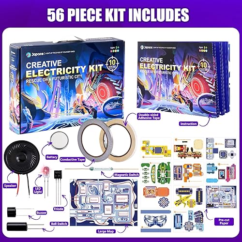 Miniatura 6 de Japace Kits de ciencia de electricidad para niños de 8 a 10 a 12 a 14 años, 10 proyectos STEM, actividades de circuitos eléctricos, experimentos de