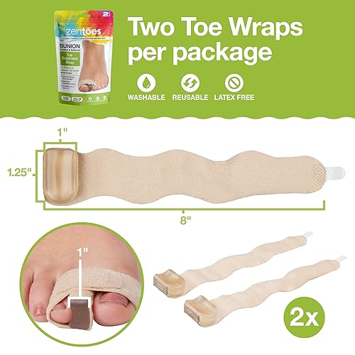 Miniatura 6 de ZenToes Las envolturas separadoras de dedos correctoras de juanetes alivian el dolor de juanetes y dedos de martillo 1 par 2 unidades