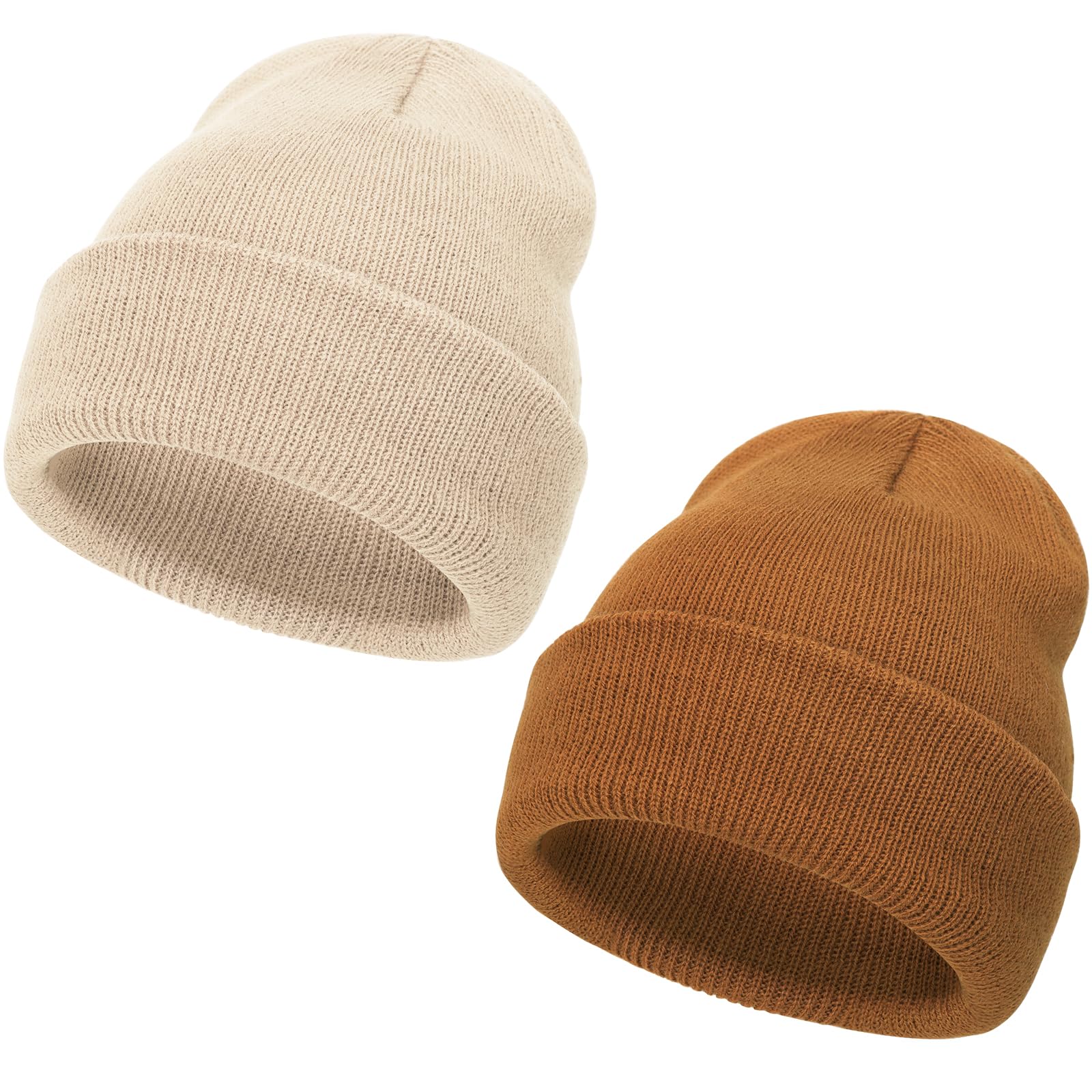 DRESHOW Winter Beanie Hat for Women Turn up Slouch Knit Beanie Hats Warm Woolly Hat