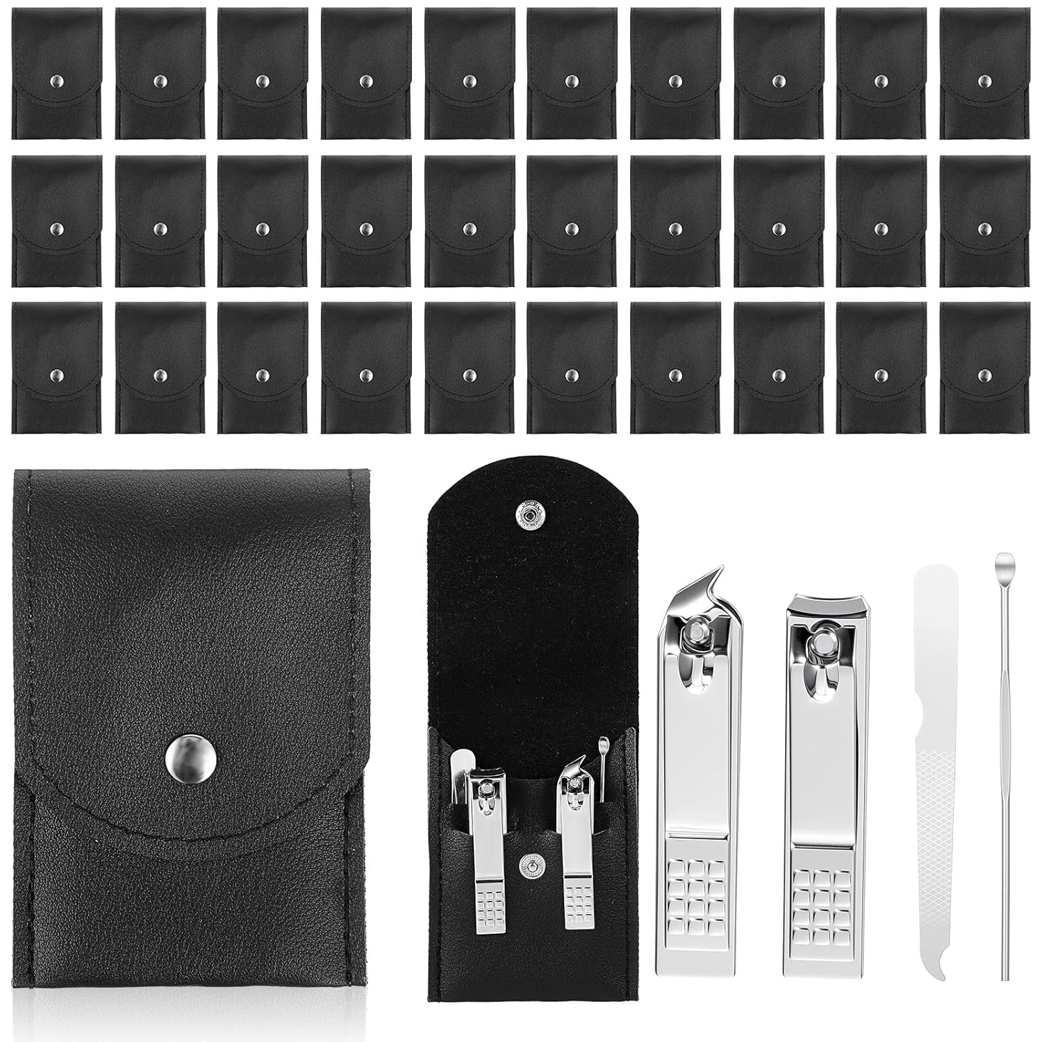 30 Set Travel Manicure Kit Nail Clippers Pedicure Professional Nail Care Tools Stainless Steel Grooming Set with Portable Travel Case Gifts for Mother Father(Black)