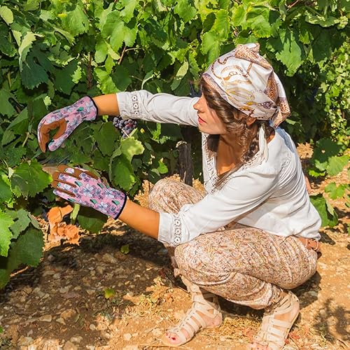 Miniatura 6 de Guantes de jardinería de cuero para mujer, a prueba de espinas, guantes de jardín para pantalla táctil, guantes de trabajo, regalos, L