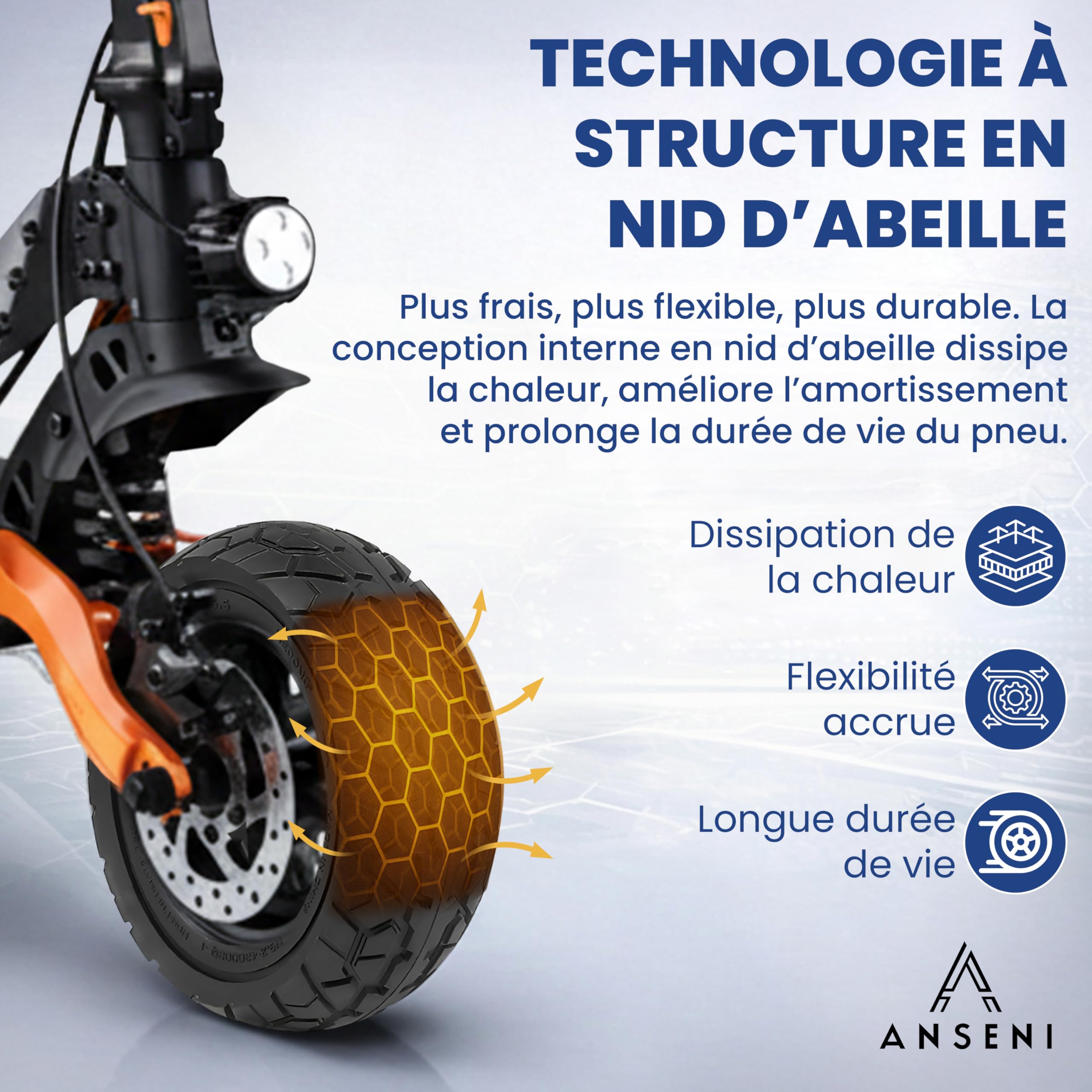 ANSENI Pneu Plein 9X3.0-5.5 pour Kukirin G2 Pro Trottinette Électrique | Roue 9 pouces,Pneu de Remplacement Antidérapant et Anti-crevaison pour Trottinette électrique(1 Roue)