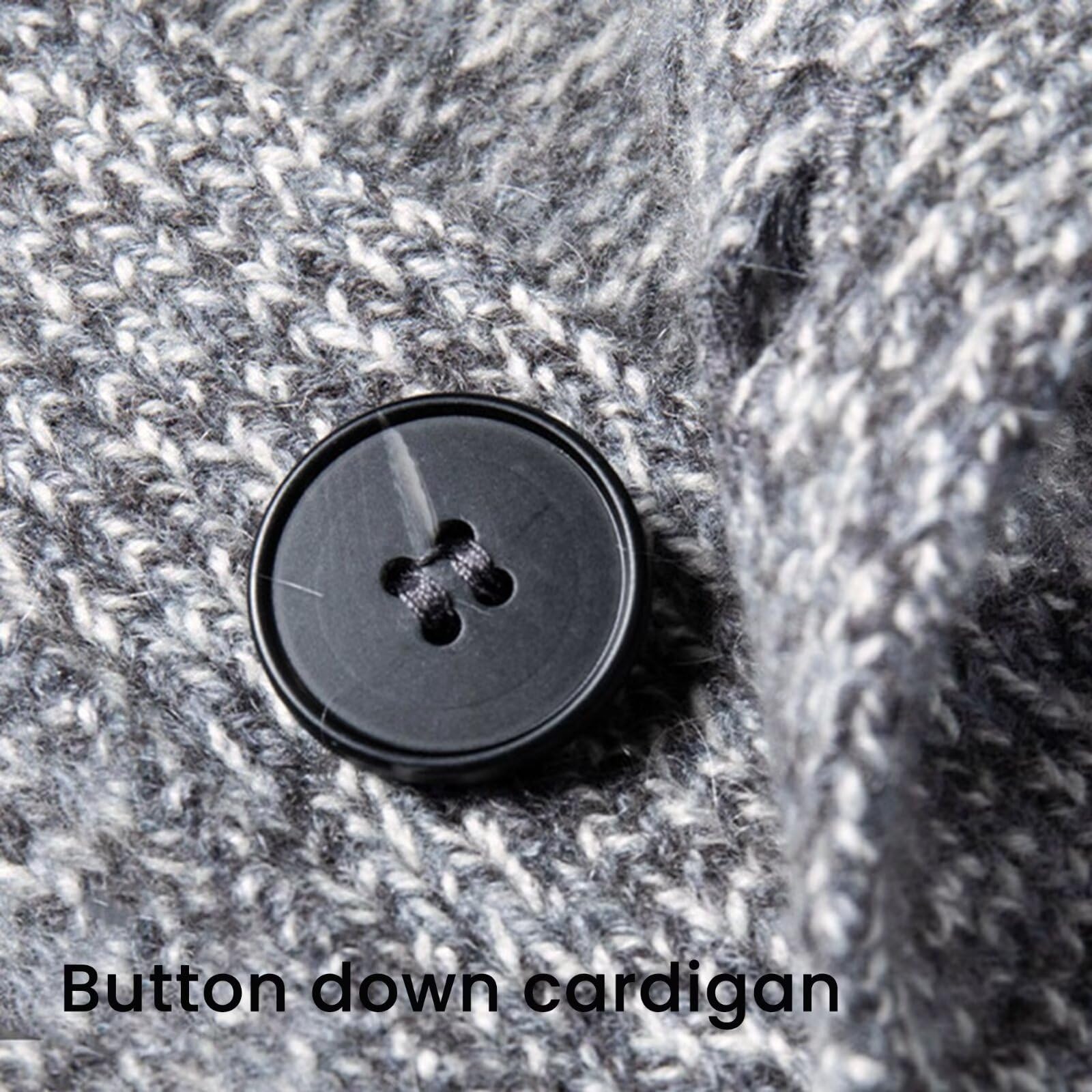 HNVAVQ Cárdigan Hombre 100% Cachemira Chaqueta de Punto Cuello V | 100% cachemira, suave transpirable, cuello V elegante, botones frontales, ideal con camisa o chaqueta