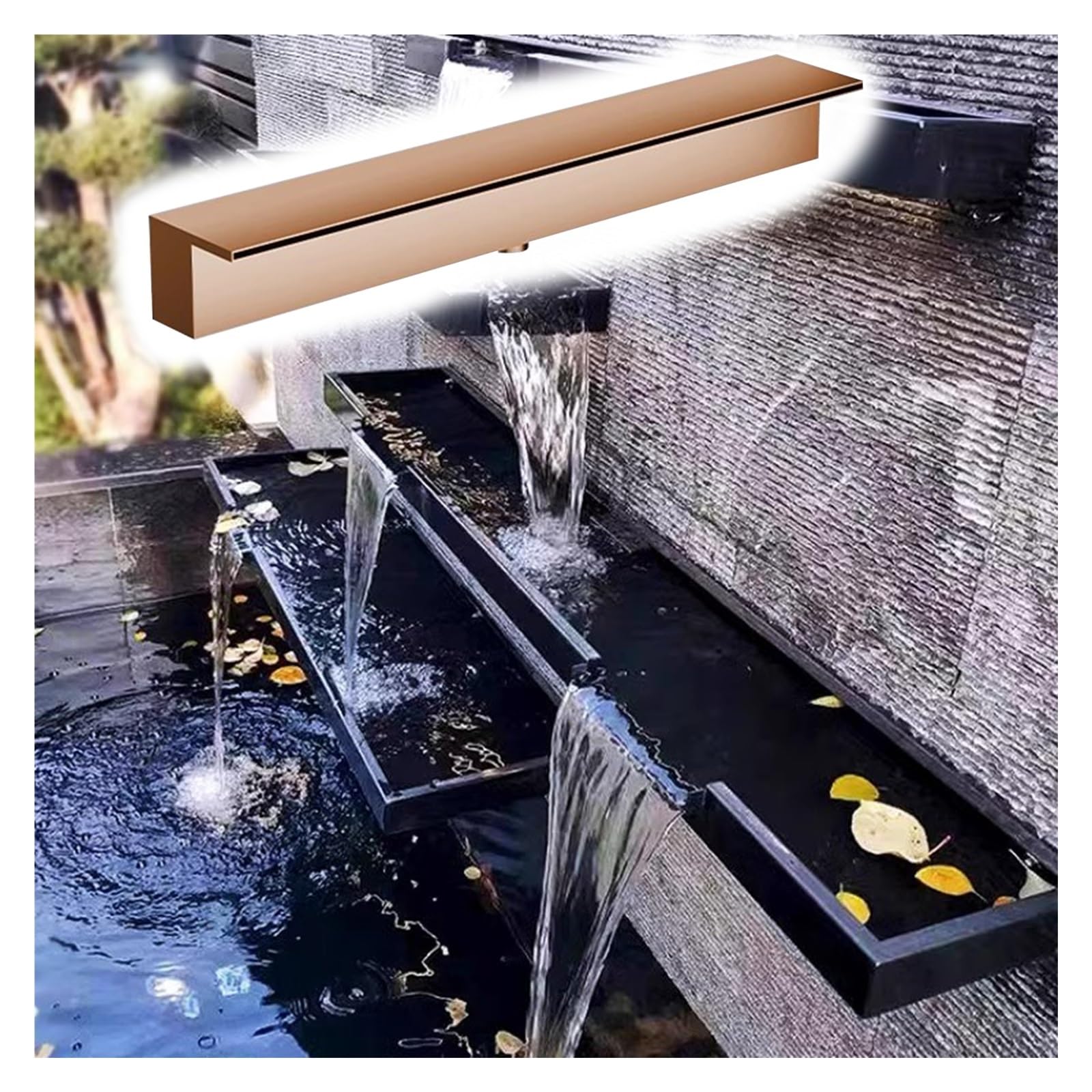 Generico Sfioratore a Cascata in Acciaio Inossidabile Personalizzabile per stagni e fontane: Perfetto per Giardini, Spa e Giochi d'Acqua all'aperto