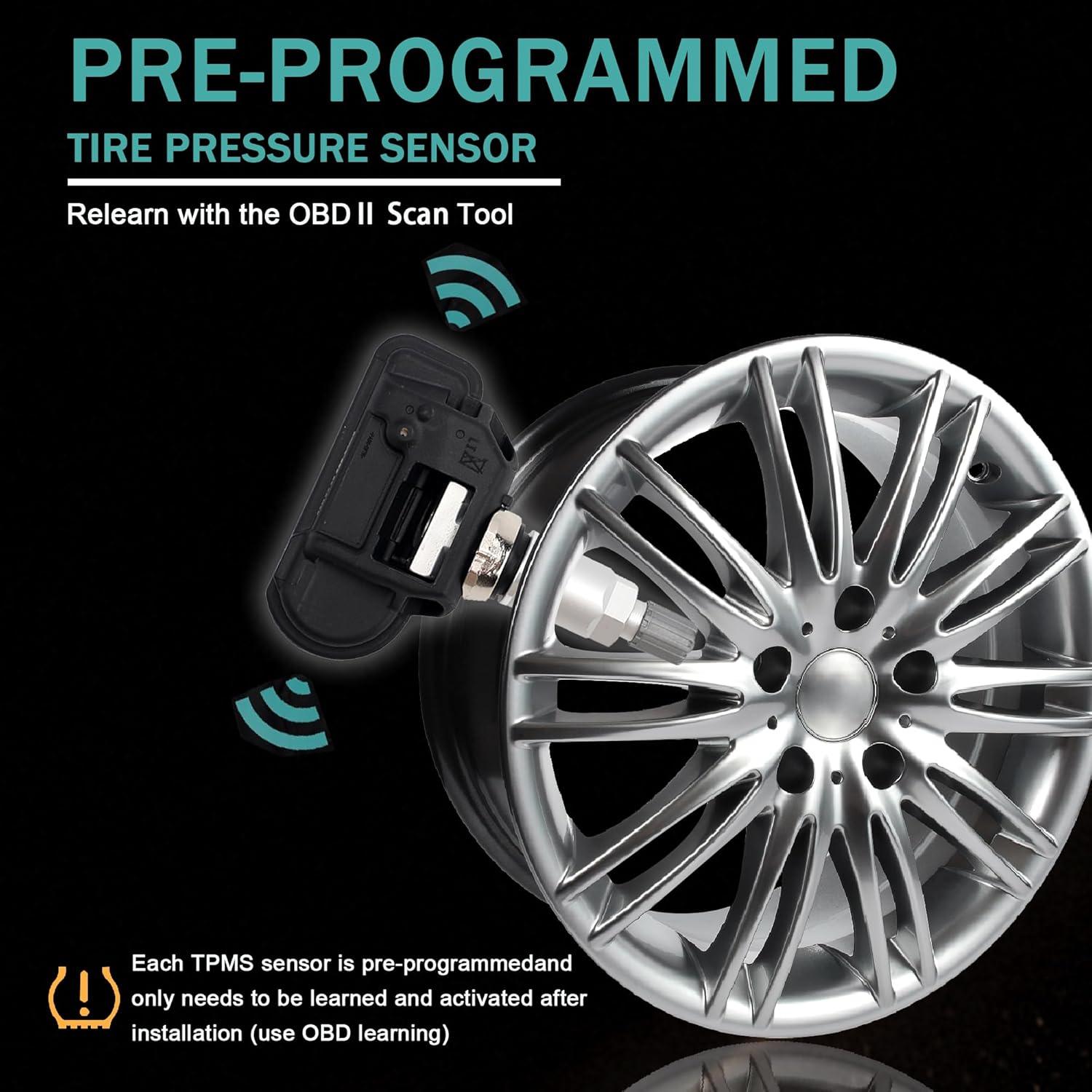 TPMS Tire Pressure Sensors 433MHz Programmed TPMS Sensor Compatible with Mercedes-Benz Smart Infitini Replaces # A0009050030 A0009051804（4PCS）