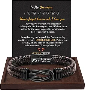 Inspirational Gifts for Men Morse Code Bracelets Mens Bracelets Graduation Gifts for Him Fathers Day Adjustable Leather Bracelet Motivational Birthday Annivesary Jewelry Stocking Stuffers for Men