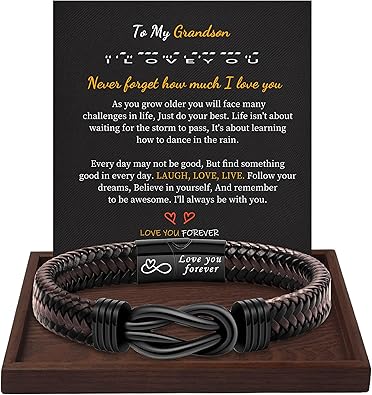 Inspirational Gifts for Men Morse Code Bracelets Mens Bracelets Graduation Gifts for Him Fathers Day Adjustable Leather Bracelet Motivational Birthday Annivesary Jewelry Stocking Stuffers for Men