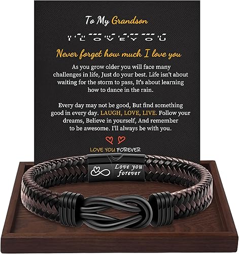 Inspirational Gifts for Men Morse Code Bracelets Mens Bracelets Graduation Gifts for Him Fathers Day Adjustable Leather Bracelet Motivational Birthday Annivesary Jewelry Stocking Stuffers for Men
