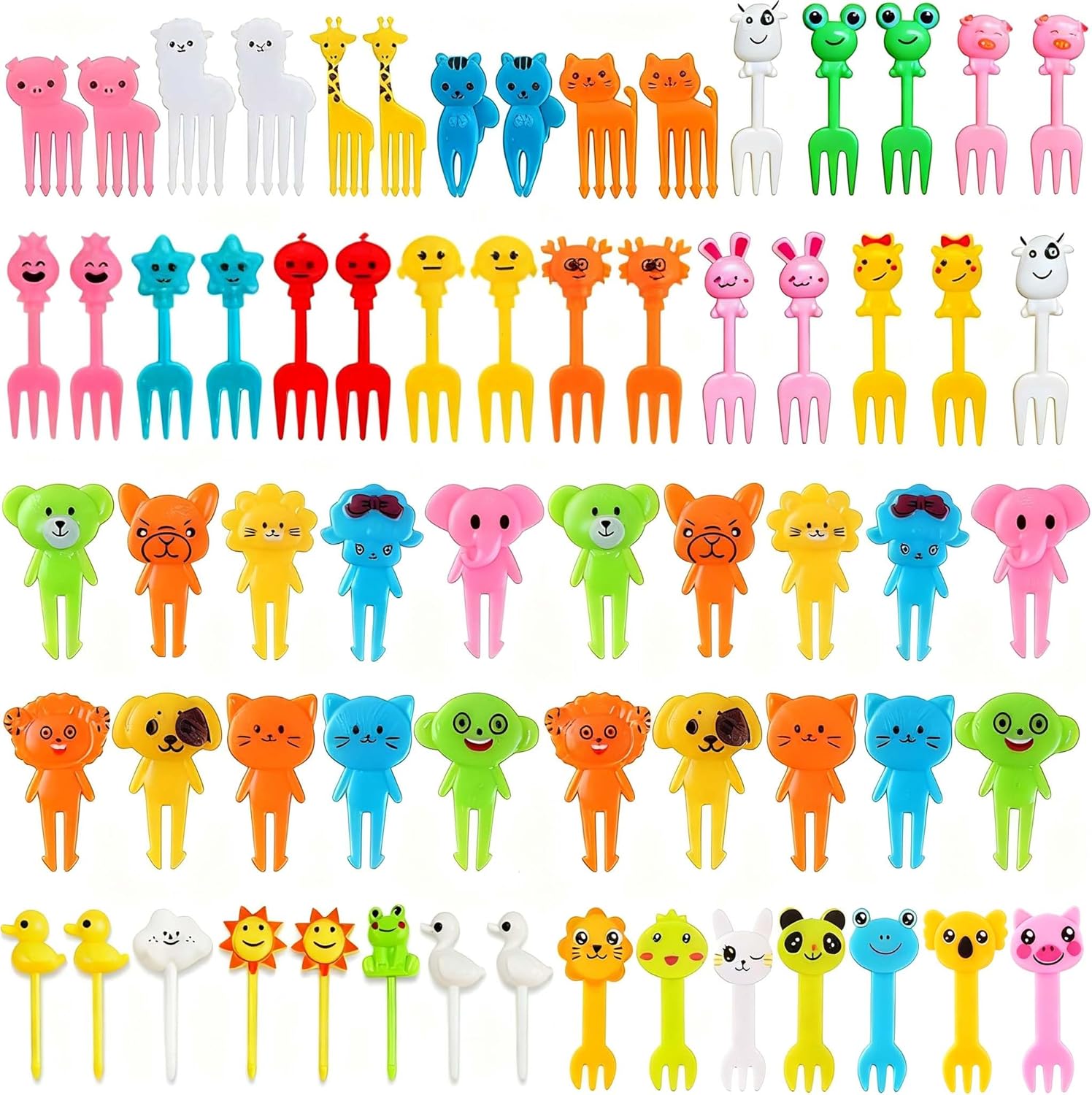 65 Pieces Animal Food Picks for Kids Lunchbox, Mini Fun Fruit Picks for Kids Lunch Accessories, Lunch Picks for Bento Box Essentials, Cute Reusable Toothpicks Forks for Picky Eaters, BPA-Free