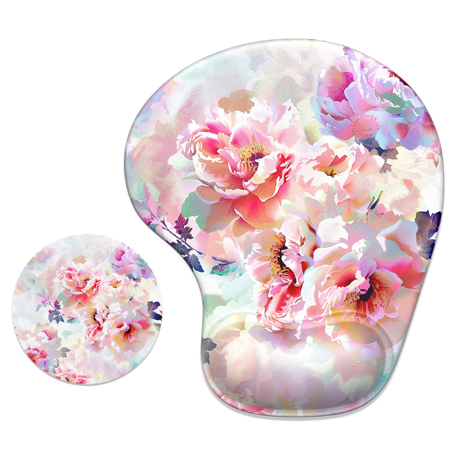 ITNRSIIET Ergonomic Mouse Pad with Gel Wrist Support Wrist Rest Smooth Surface Non-Slip PU Base Comfortable Office Supplies Pain Relief,B08 Beautiful Flowers