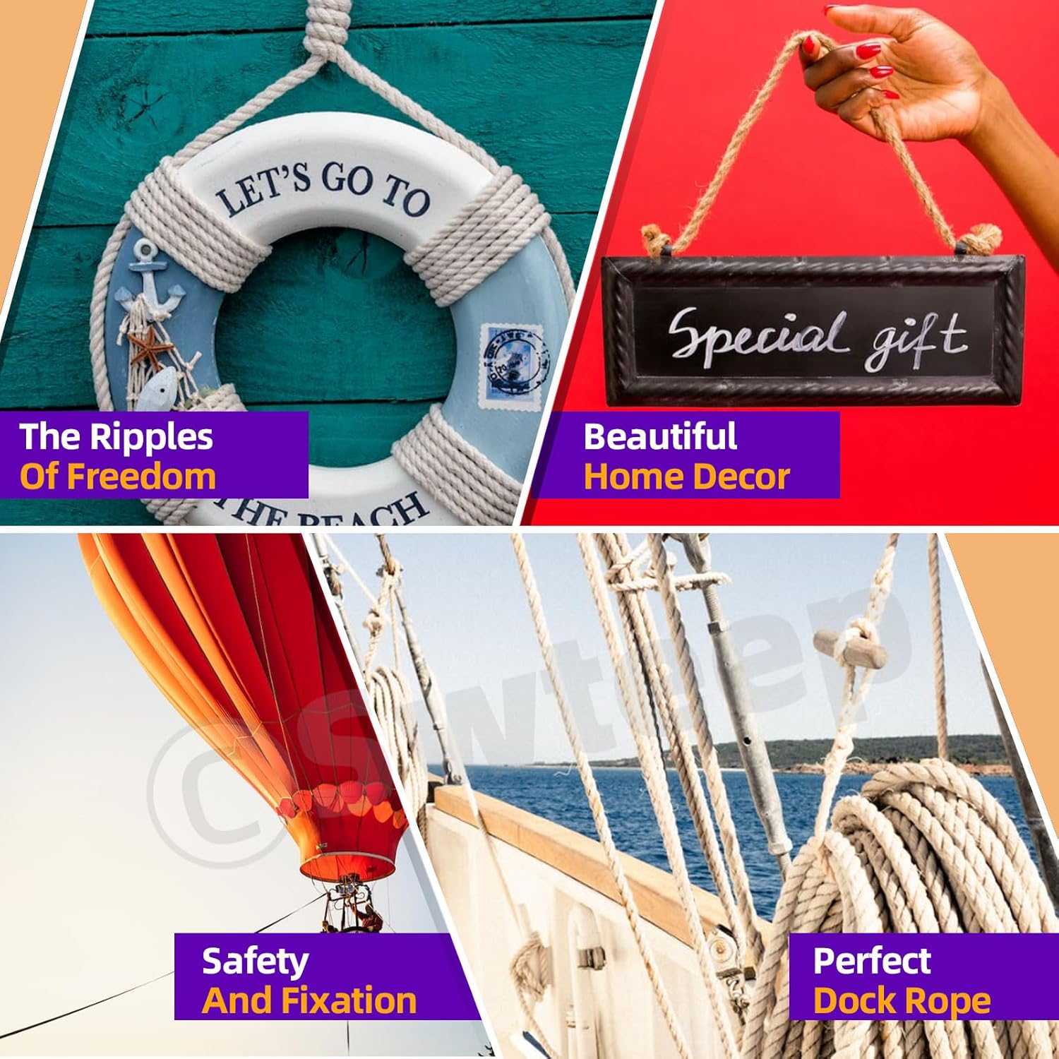 Swpeet 4mm x 328 Feet Jute Twine Braided Natural Jute Rope, Long Twine String Wrapping Packing Gardening Crochet