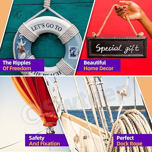 Miniatura 6 de Swpeet Cuerda trenzada de yute natural de 0.157 in x 328 pies, cuerda larga de yute para embalaje, jardinería, ganchillo, perfecto para