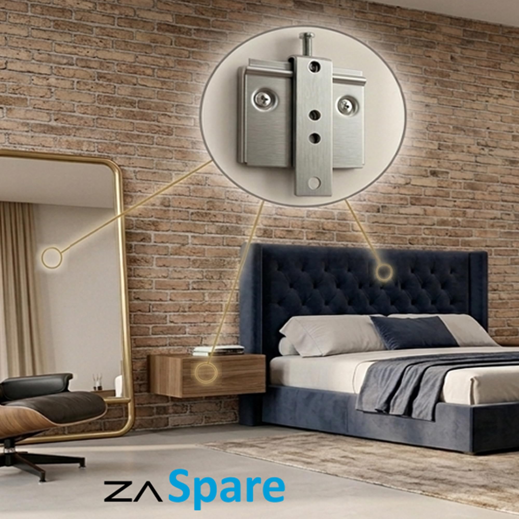 Attaccaglie per Pensili Attaccaglie per Pensili Testiera Letto Ganci Specchiera Pesante Gancio Quadro Ferramenta Appendere Mobili Include un mini livello (PACK 6)