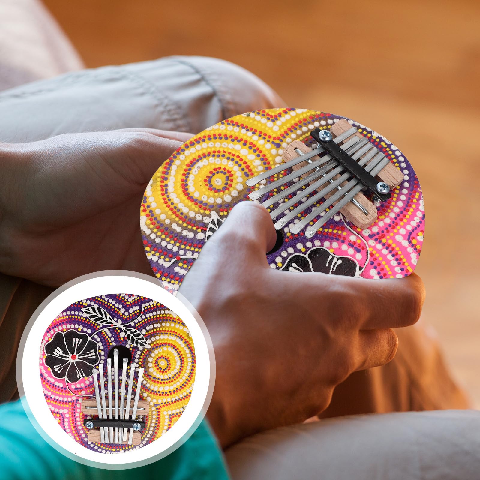 PRETYZOOM Kalimba Daumenklavier 7 ton Kleiner Kalimba aus Kokosnuss mit Ergonomischem Design Tragbares Finger Musikinstrument für Anfänger und Musikliebhaber Zufälliger Stil