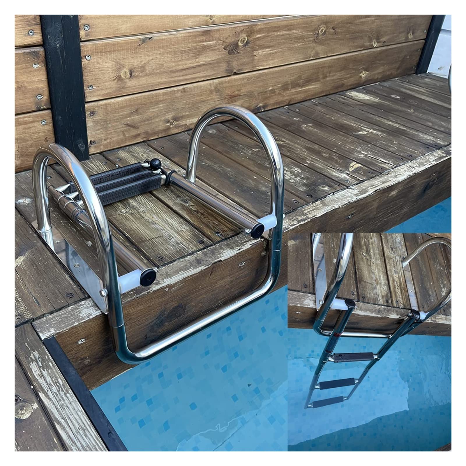 Échelle de ponton télescopique pliable 3 marches pour bateau et arrière yacht