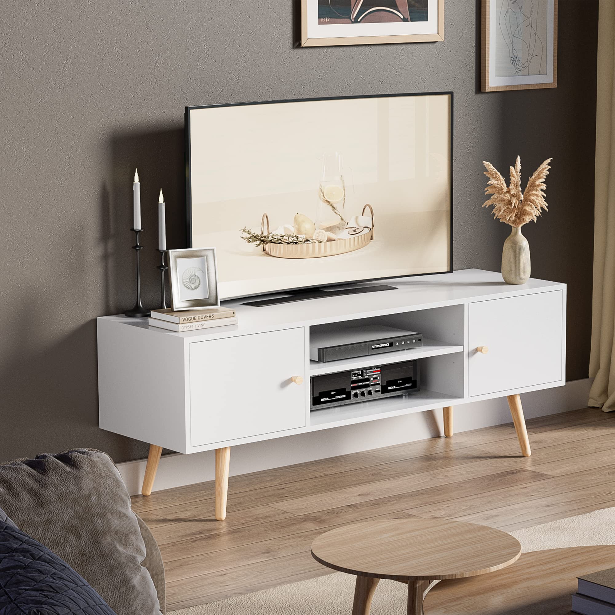 Cozy Castle MidCentury Modern TV Stand for 55/60 inch TV