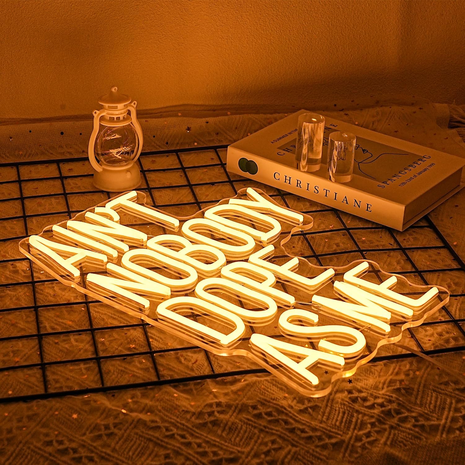 Ain't Nobody Dope As Me Neon Sign Warm White Letter Neon Light for Wall Decor Dimmable Motivational LED Sign for Bedroom Bar Gym Office Home Party