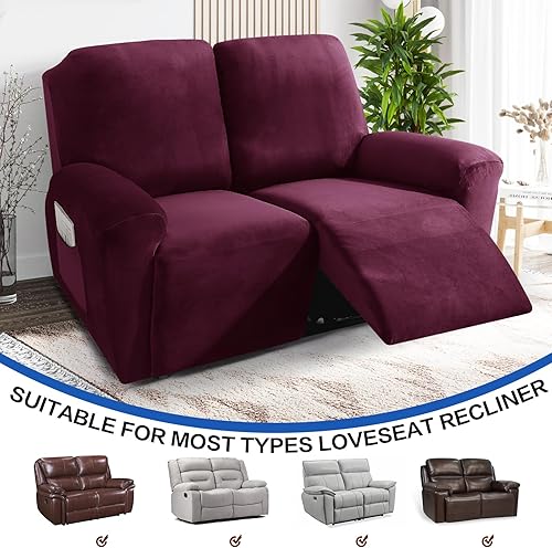 Vista 154 de MAXIJIN - Funda para sillón reclinable de terciopelo de 4 piezas, elástica, afelpada, gruesa y suave, con bolsillo lateral (camello)