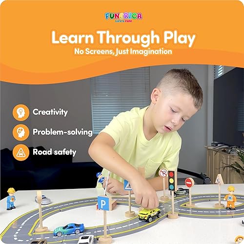 Miniatura 2 de Señales de tráfico de madera para niños  Señales de tráfico con figuras de acción para niños pequeños, niños, niñas, semáforos, señales de calle,