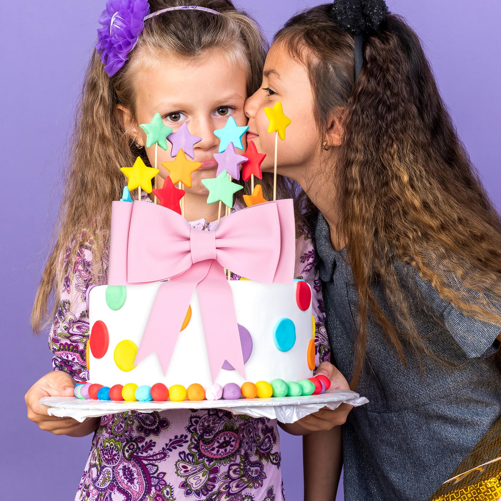 Nogeqi 24 decorazioni per torte con fiocco rosa, decorazione per torte, decorazioni per cupcake, decorazione per torte nuziali, decorazione rosa con fiocco, per compleanni, feste, matrimoni, baby
