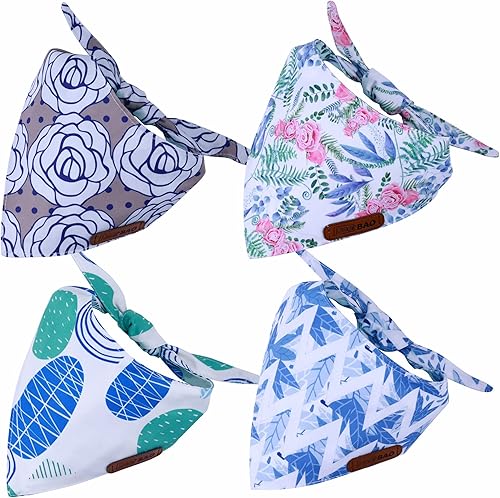 Miniatura 8 de DeerBAO Paquete de 4 bandanas para perro bufanda para perro bandanas para perro tela duradera de alta calidad ajuste ajustable forma única adecuadas