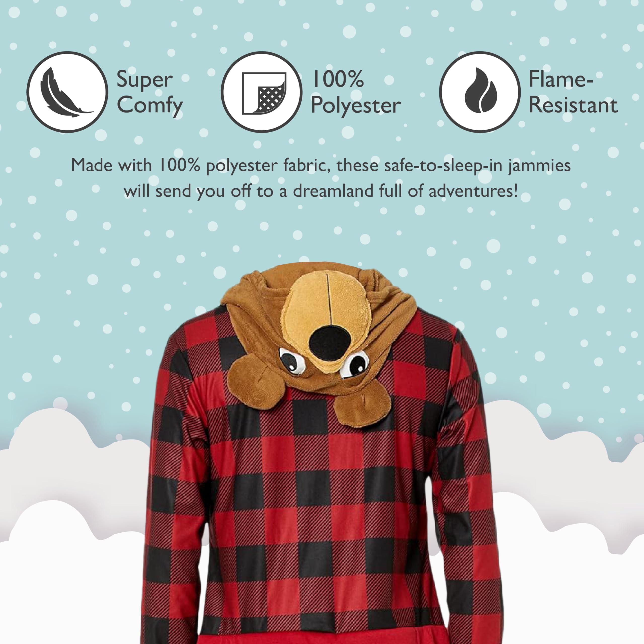 AME Holiday Hooded Blanket Sleeper, Buffalo Bear, M