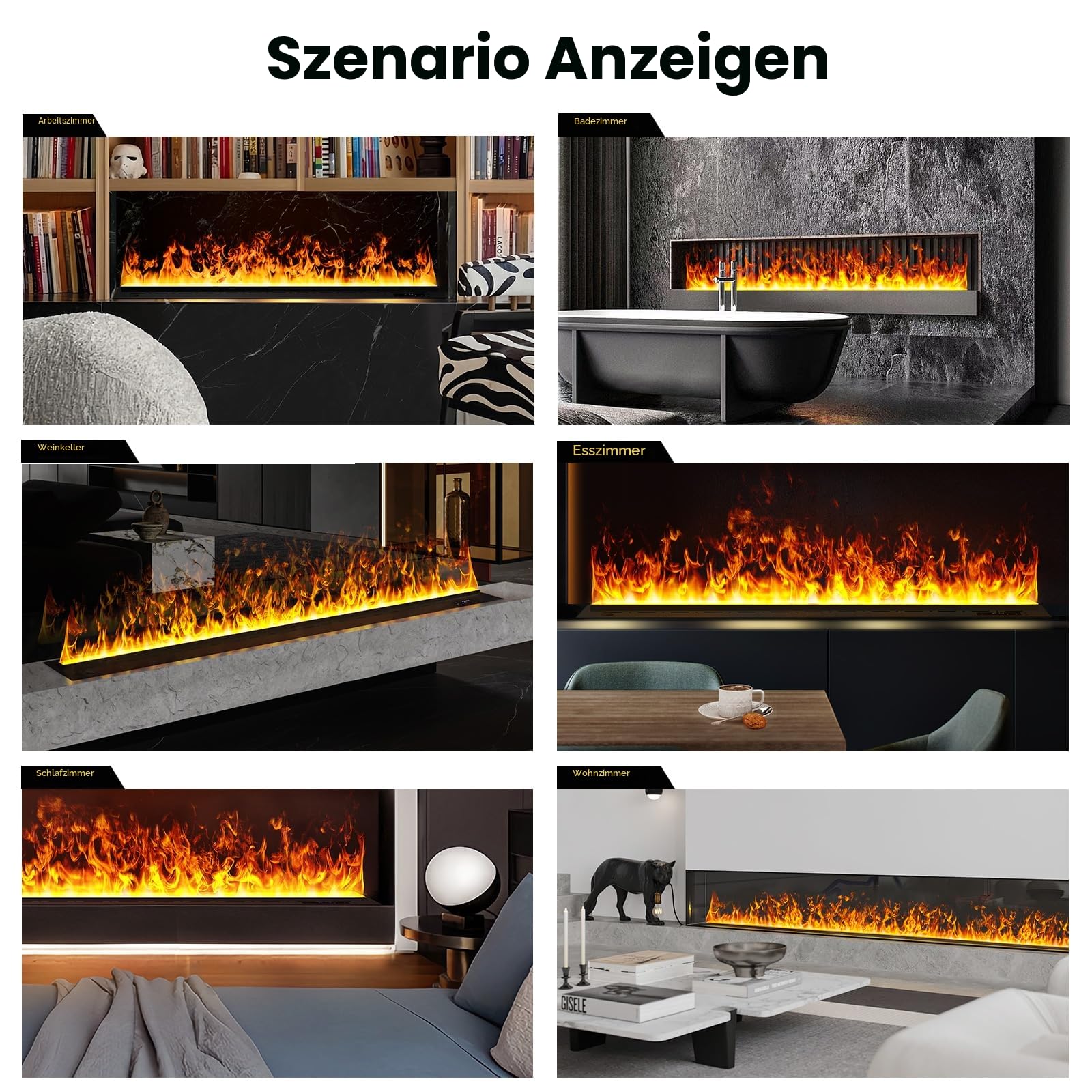 Wasserdampf-Kamin 3D-Flamme 80cm,Keine Hitze