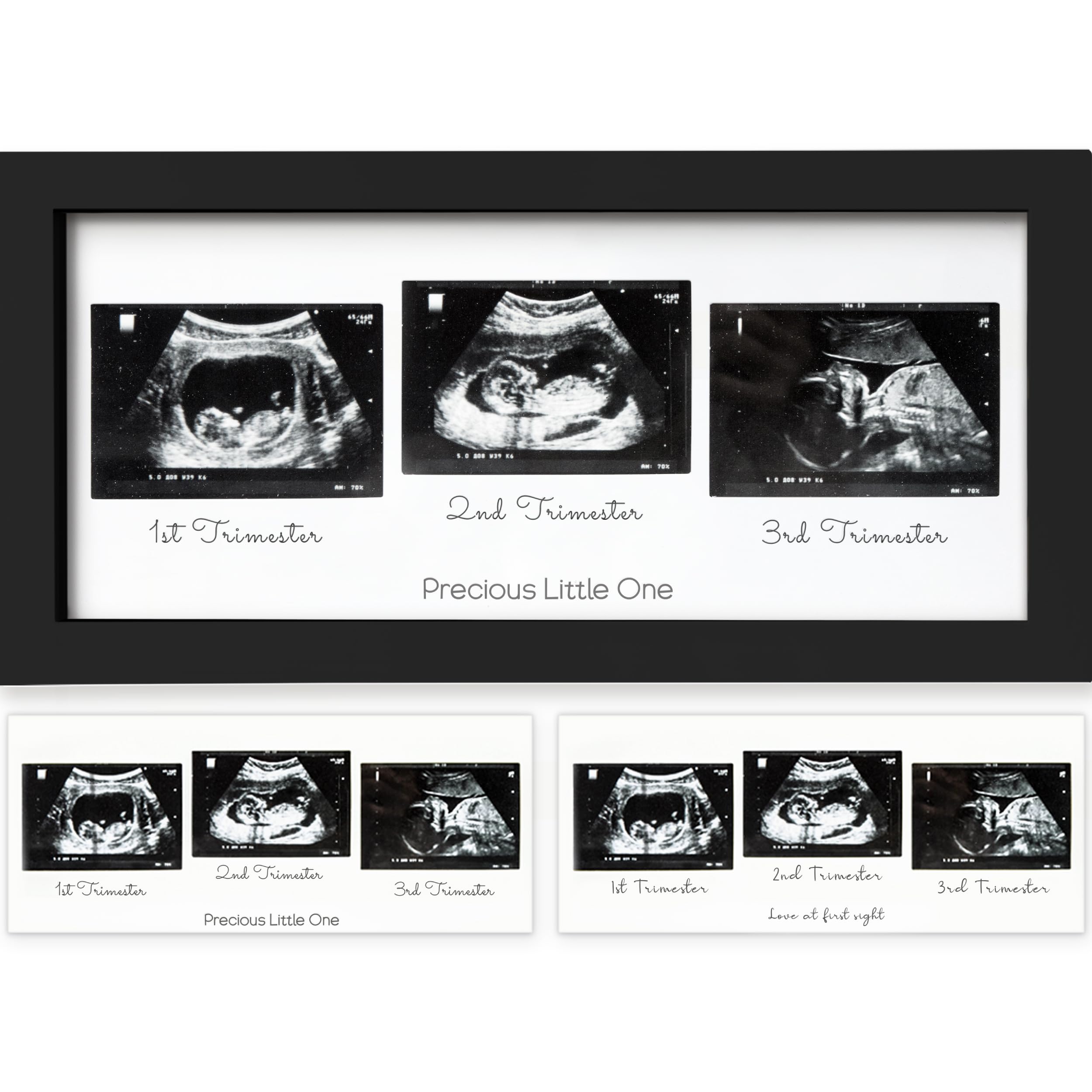 KeaBabies Baby Sonogram Picture Frames - Trio Ultrasound Picture Frames, First Time Mom Gift, Cute Pregnancy Reveal Photo Frame, Baby Gender Reveal Gift,Newborn Nursery Decor(Onyx Black)