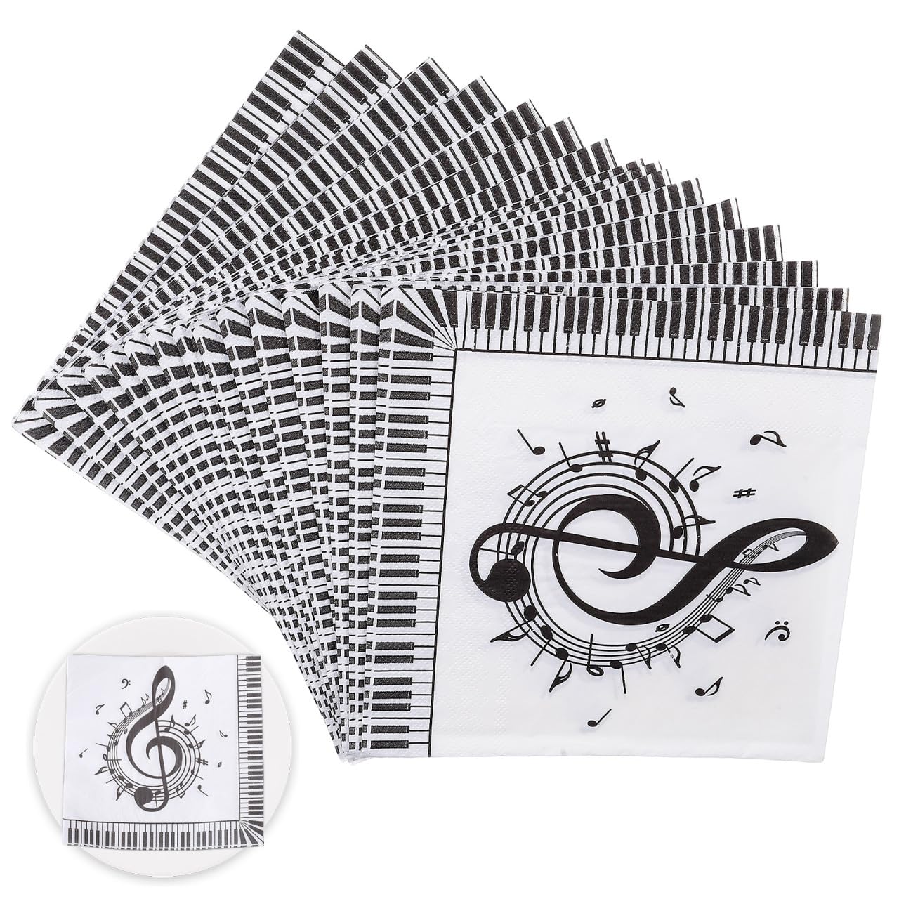 Musical Note Napkins Disposable 40 Pack Square Paper Napkins for Music Theme Party Supplies Birthday Celebration Table Decor