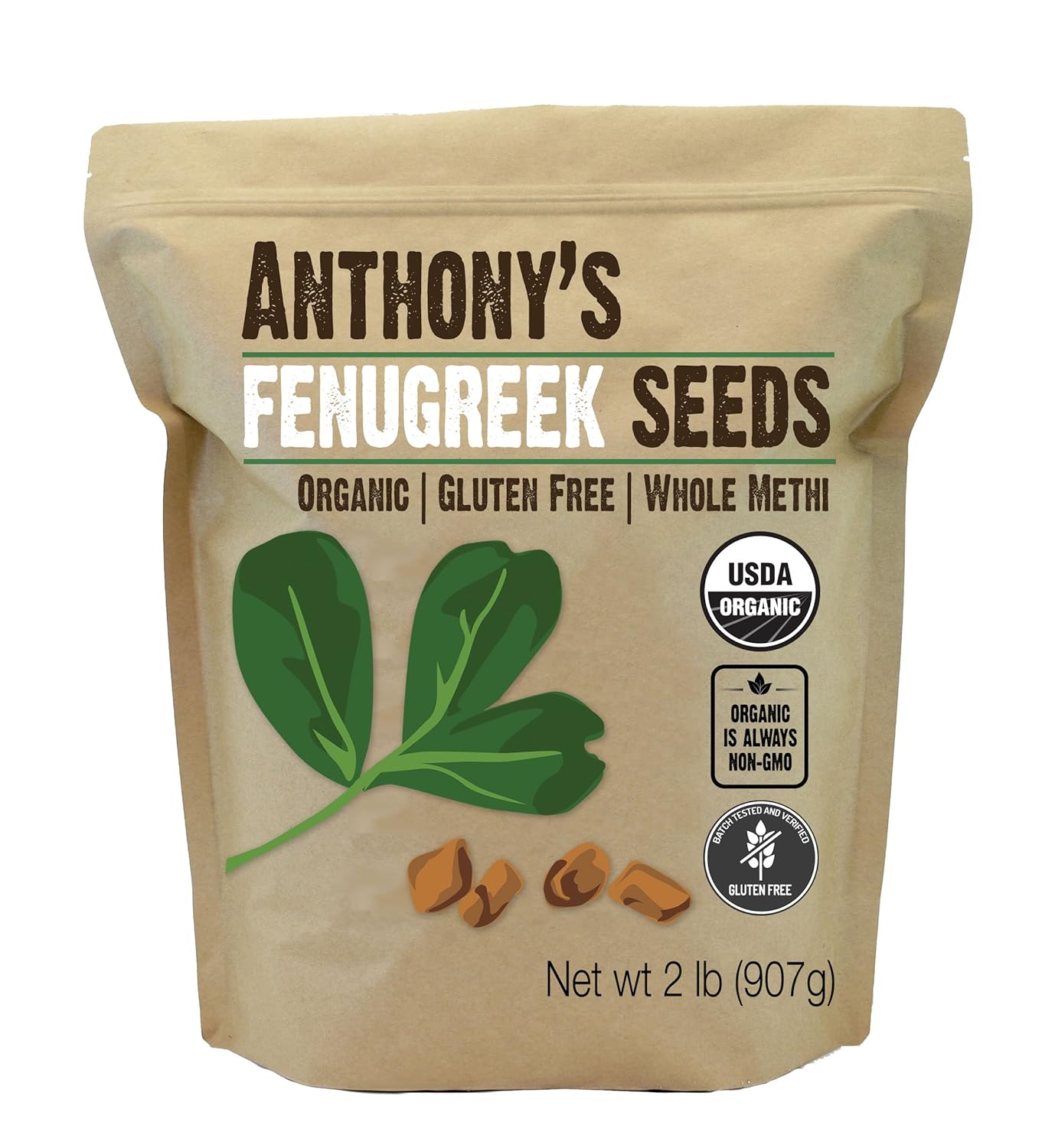 Anthony's Organic Fenugreek Seeds, 2 lb, Whole Methi Seeds, Gluten Free, Non GMO, Non Irradiated : Grocery & Gourmet Food