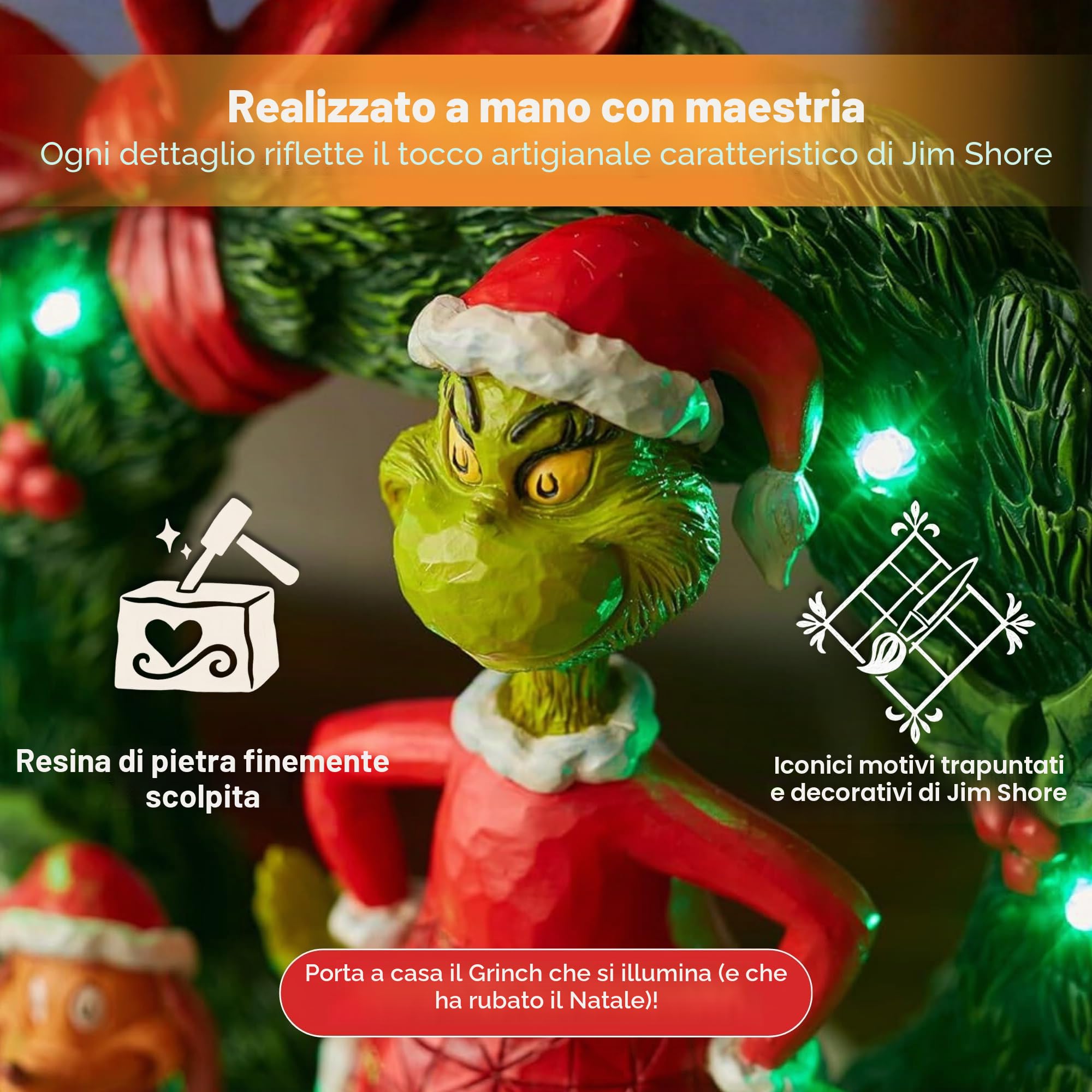 The Grinch by Jim Shore Grinch & Max - Ghirlanda luminosa