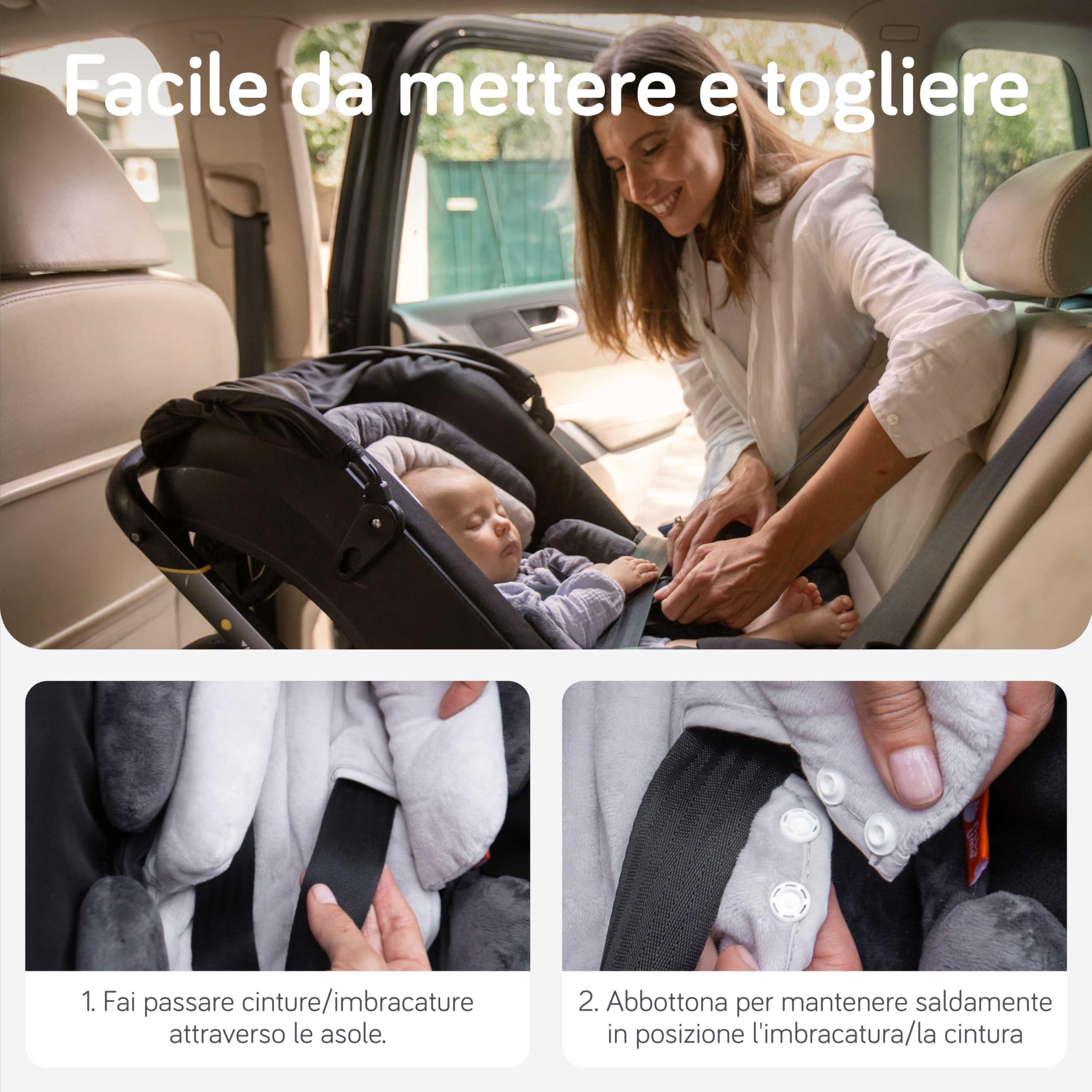 Baby Uma 2-in-1 Riduttore Ovetto Universale Neonato & Bebè (0-12 Mesi) - Riduttore Seggiolino Auto Ultra-morbido - Riduttore Passeggino & Supporto Testa Lavabile in Lavatrice