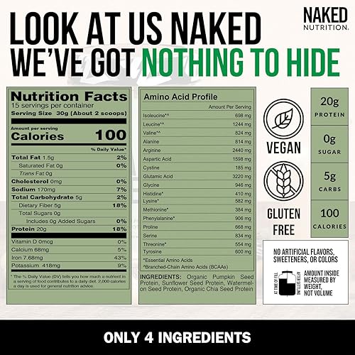 Miniatura 4 de Naked Seed - 4 semillas de proteína en polvo, solo 4 ingredientes: proteína de chía, sandía, girasol y semillas de calabaza, sin gluten, sin soja,