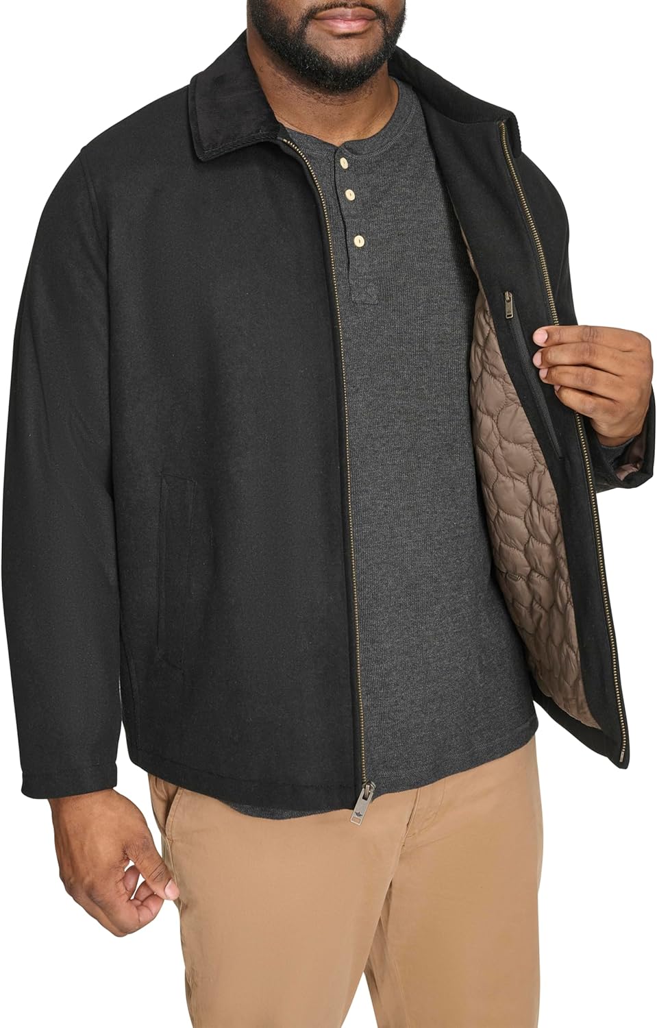 DOCKERS Men's Wool Blend Zip Up Jacket with Quilted Togo Ubuy
