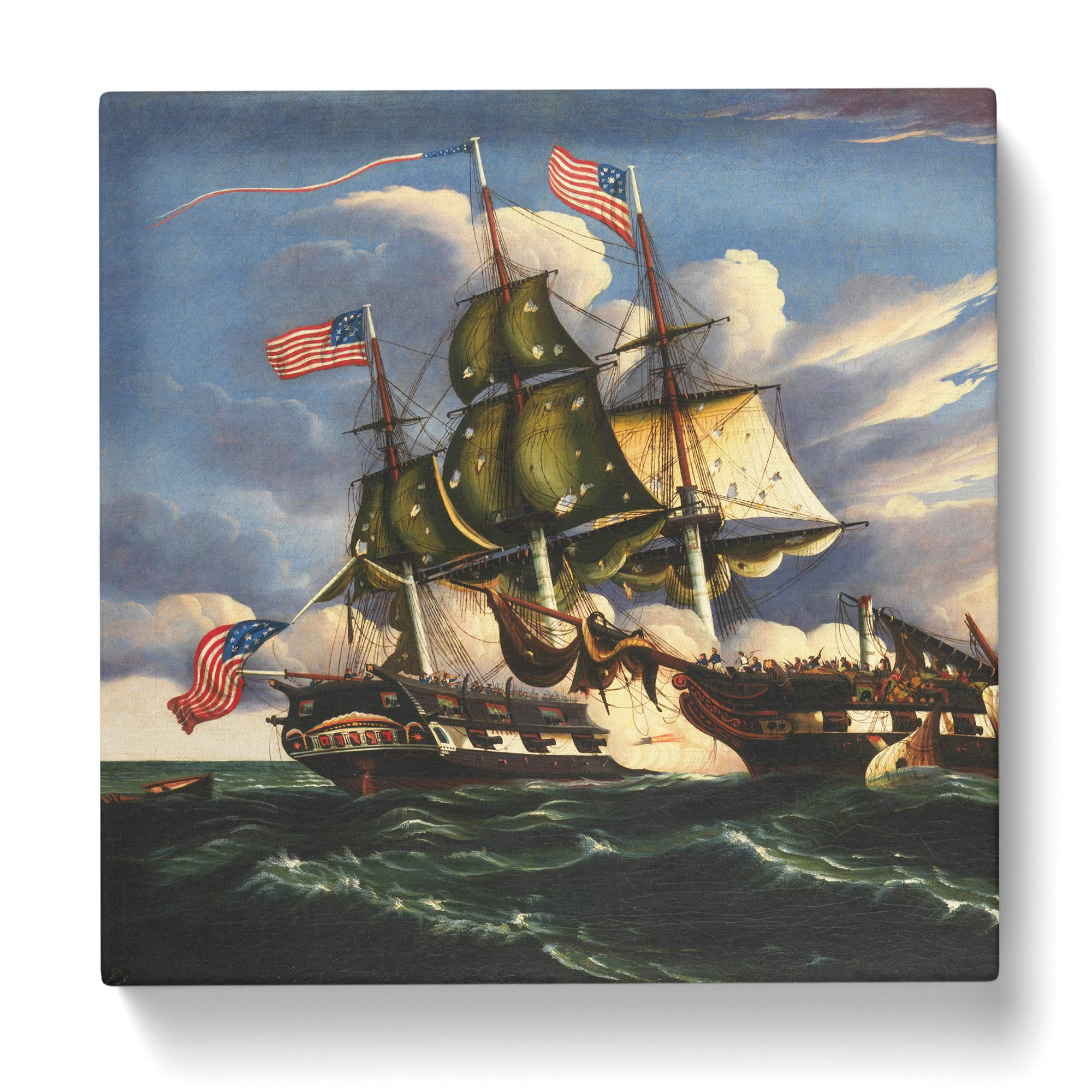 The Constitution And The Guerriere by thomas chambers Canvas Print, Mixed, 35L x 35W cm - Image 3